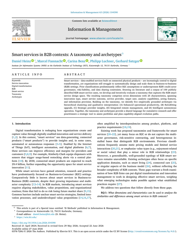 First page of Smart Services in B2B Contexts: A Taxonomy and Archetypes
